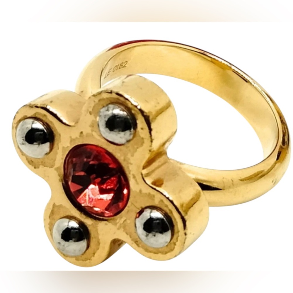 Louis Vuitton Gold Ring with Red Gem